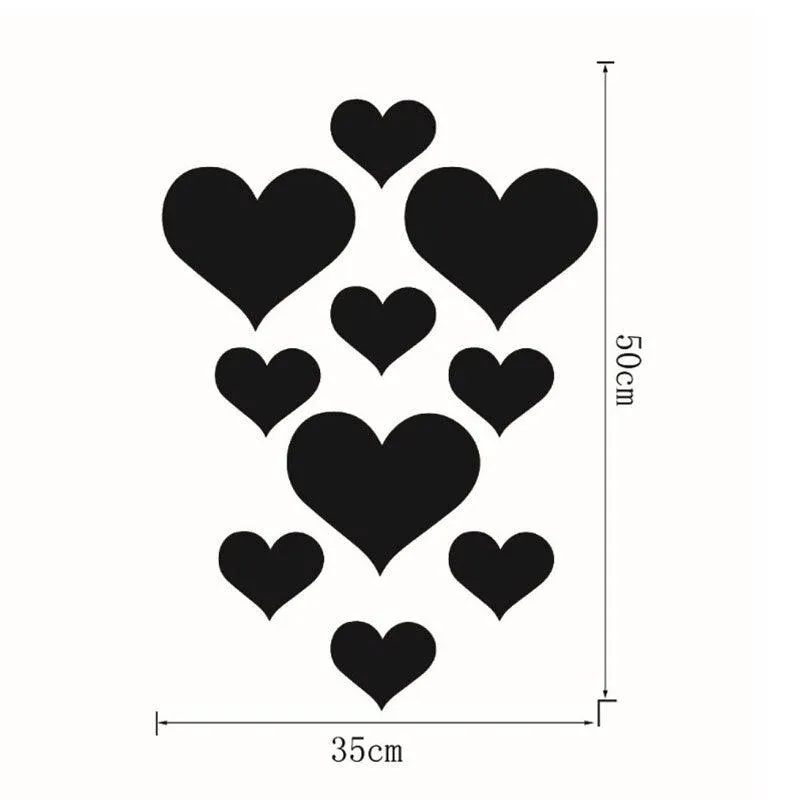 12pcs 3D Mirror Love Hearts Wall Sticker Durable DIY Simple Wall Stickers Decal for Living Room Art Home Decor
