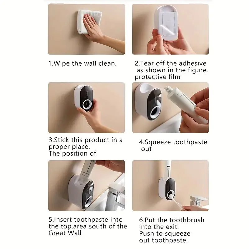 2-Pack:  Wall-Mounted Automatic Toothpaste Dispenser