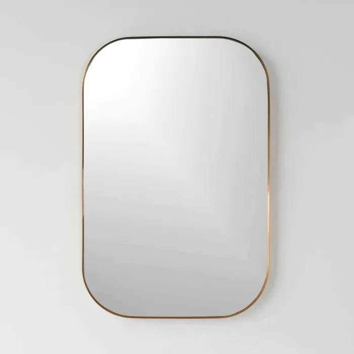 24" x 36"  Curved Corner Gold Mirror