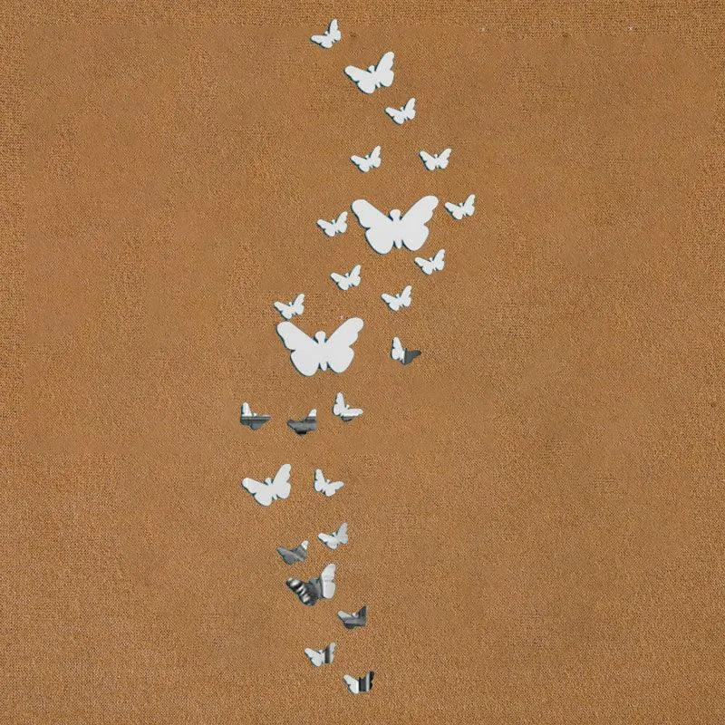 25Pcs Butterflies 3D DIY Mirror Self Adhesive Wall Sticker Durable DIY Simple Decal for Living Room Art Home Decor