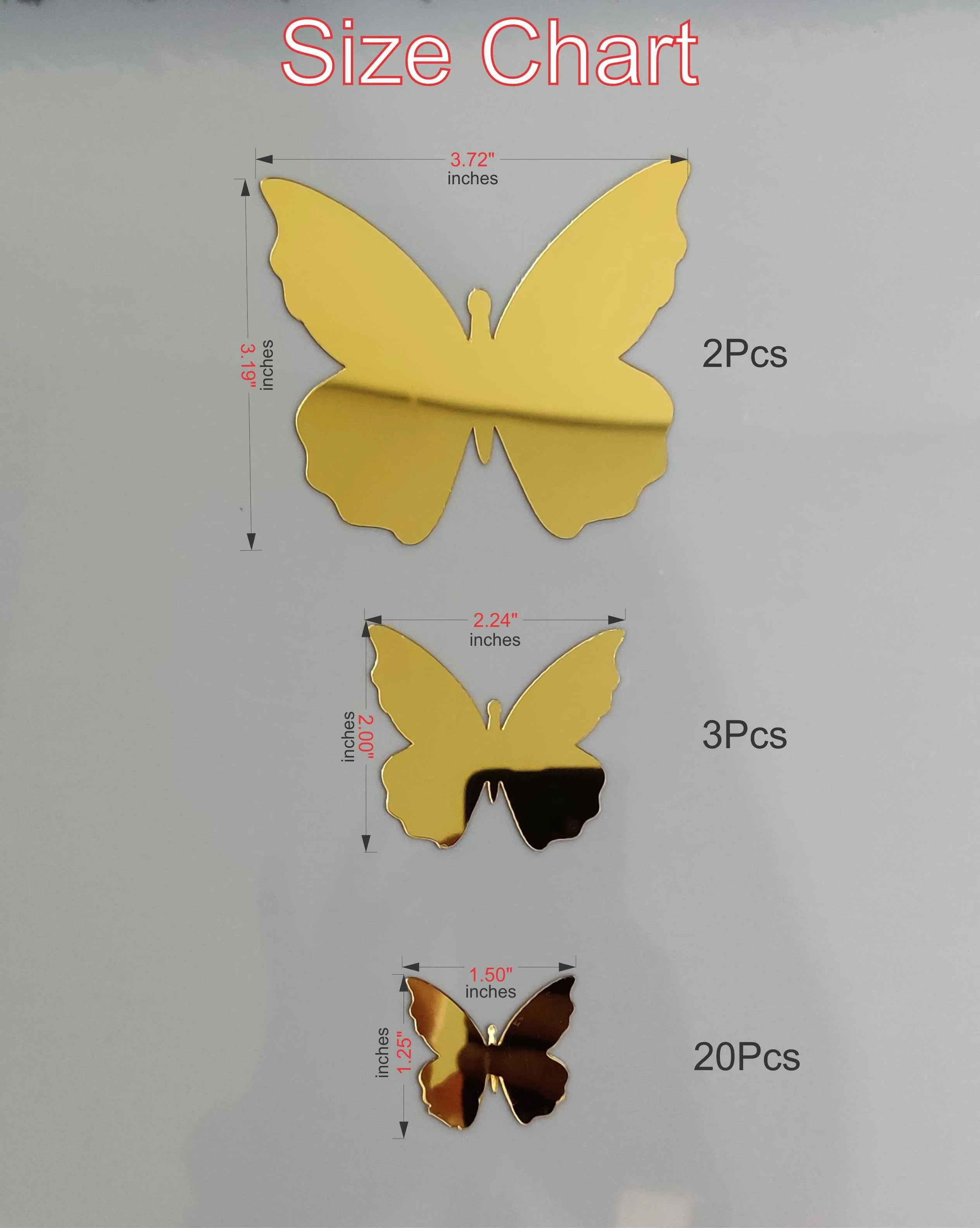 25Pcs Butterflies 3D DIY Mirror Self Adhesive Wall Sticker Durable DIY Simple Decal for Living Room Art Home Decor