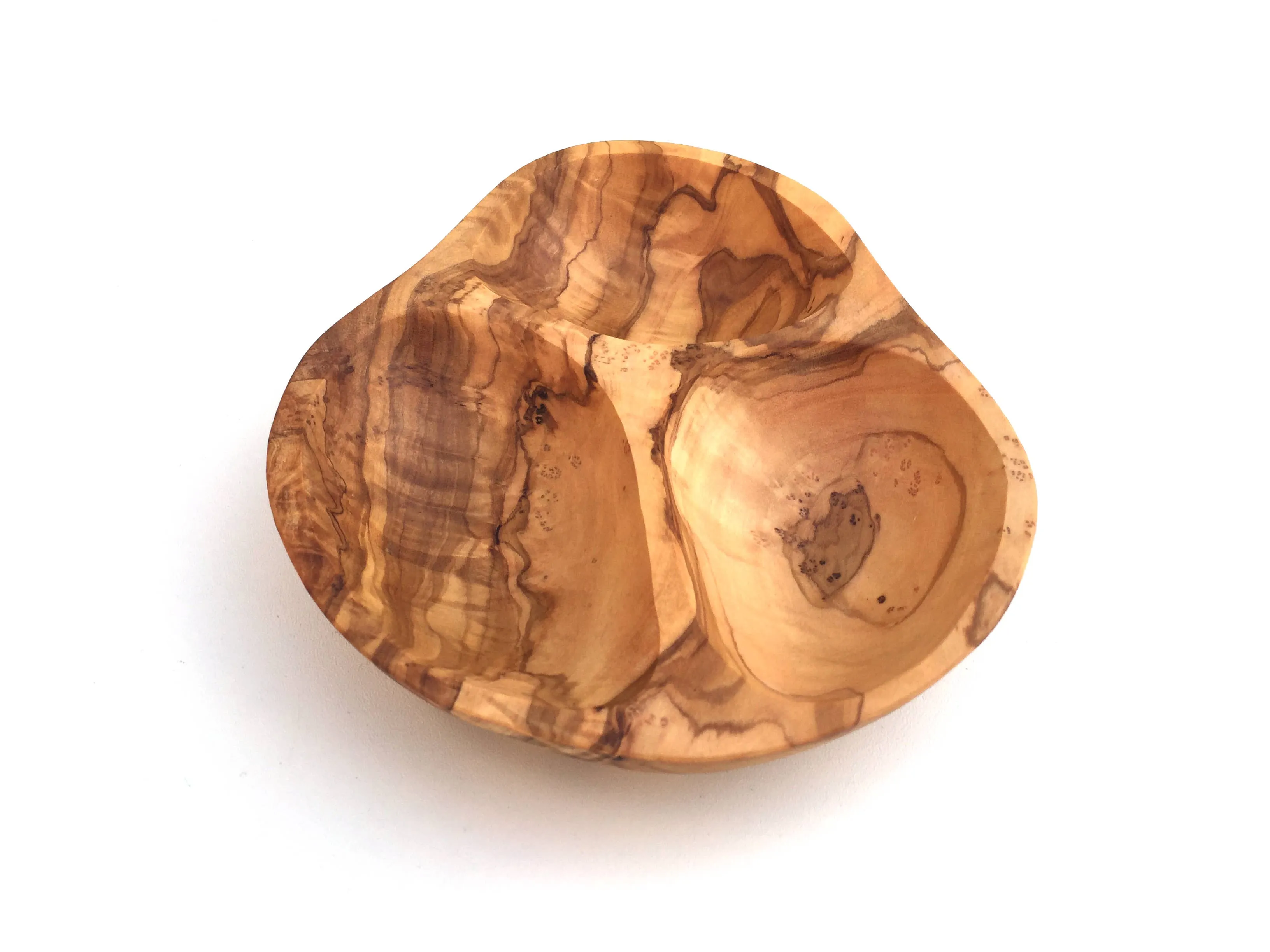 3 compartment olive wood serving bowl