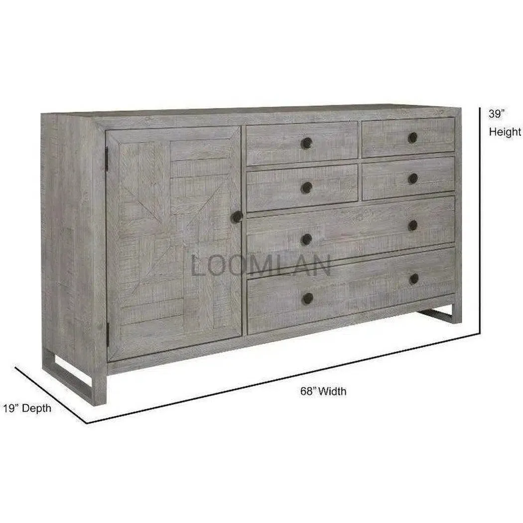 68" Reclaimed Pine Wood Serenity Dresser and Mirror