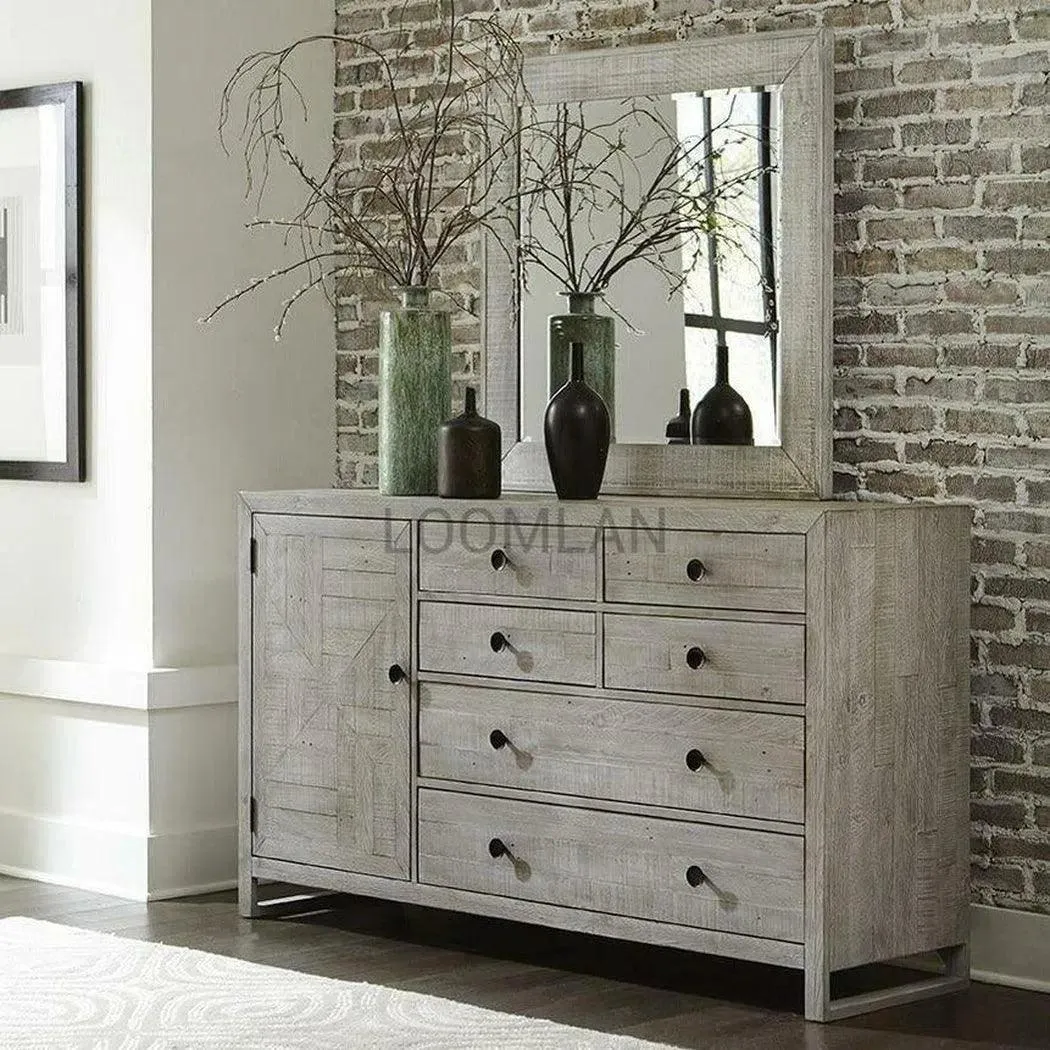 68" Reclaimed Pine Wood Serenity Dresser and Mirror
