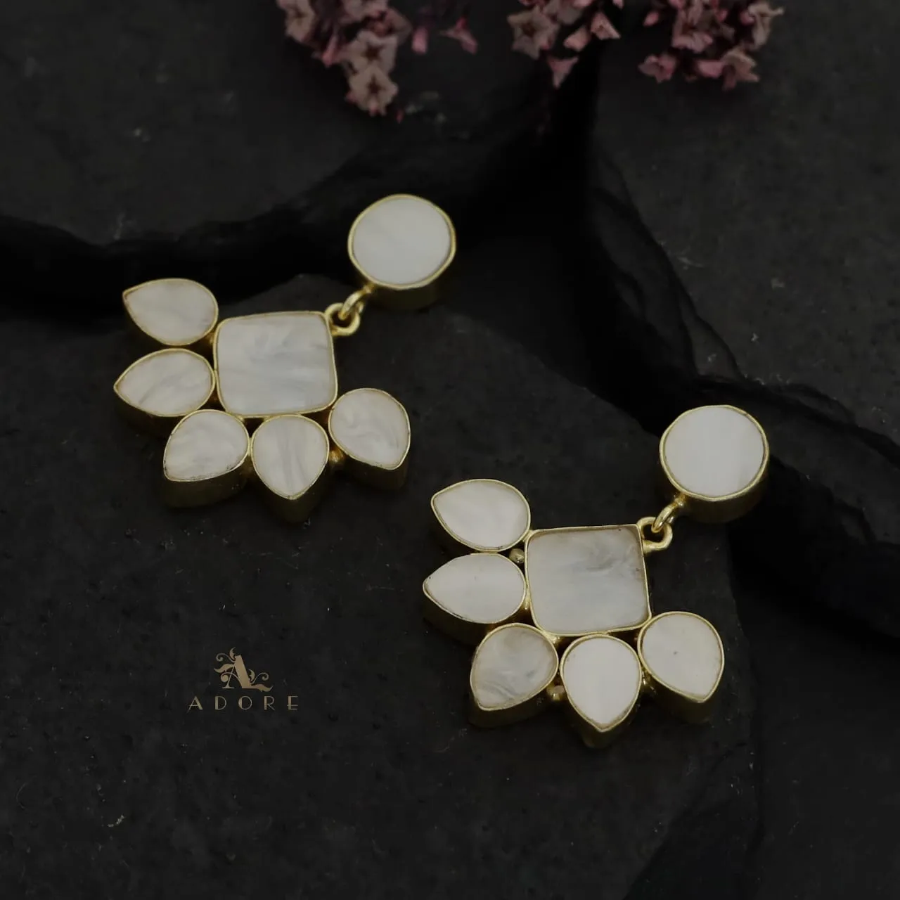 Aarohi Tri Shape MOP Earring
