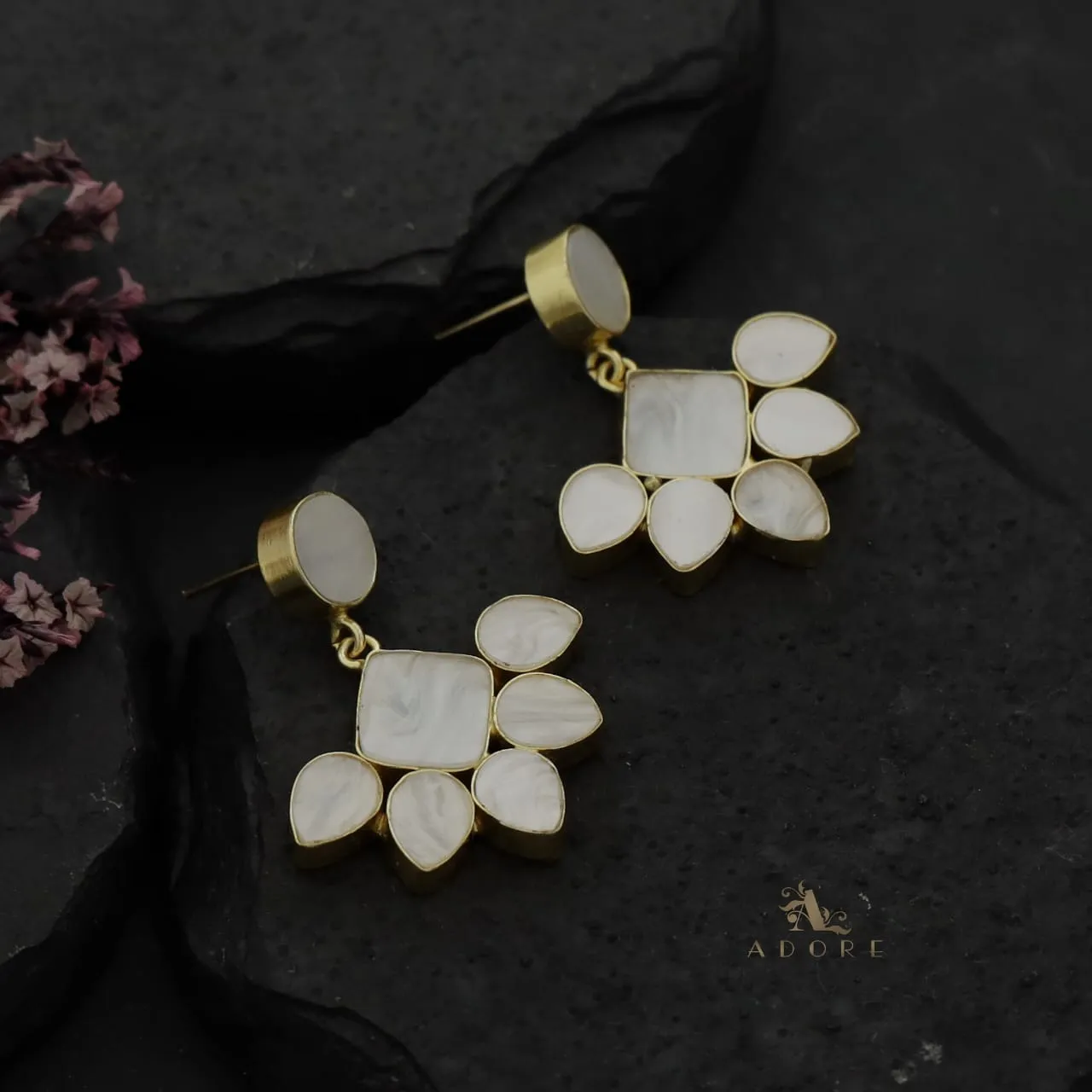 Aarohi Tri Shape MOP Earring