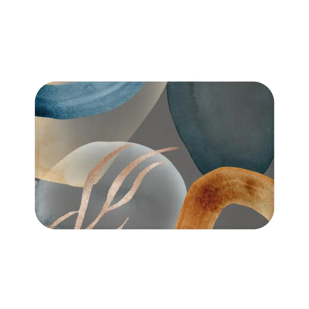 Abstract Bath Mat | Grey Navy Rust