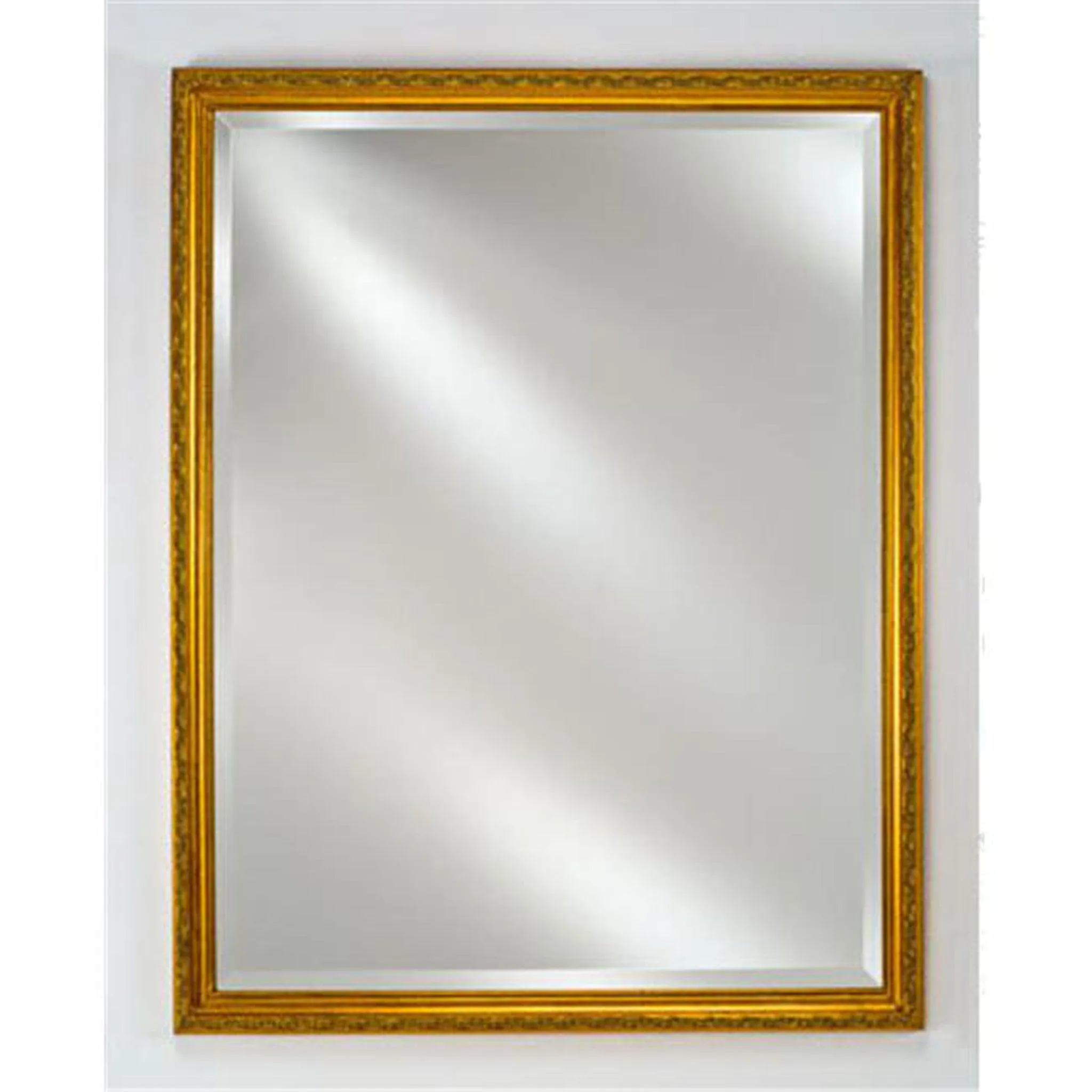 Afina Basix 16" x 26" Antique Gold Recessed Left Or Right Hinged Single Door Beveled Mirror Medicine Cabinet