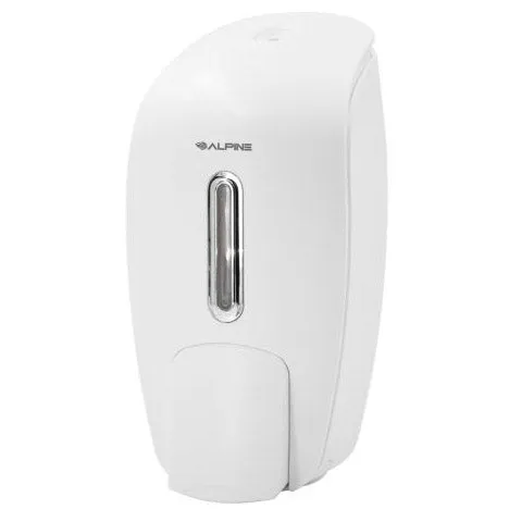 Alpine 425-WHI Soap & Hand Sanitizer Dispenser, Surface Mounted, 800 ml Capacity, White - ALP425-WHI