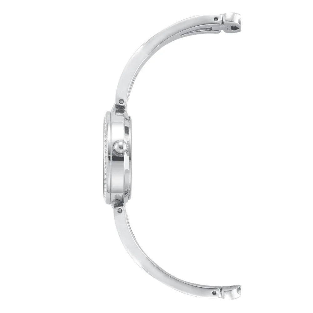 Armitron Silver Band White Mother of Pearl Dial Women's Watch & Bracelet Set - 755486MPSVST