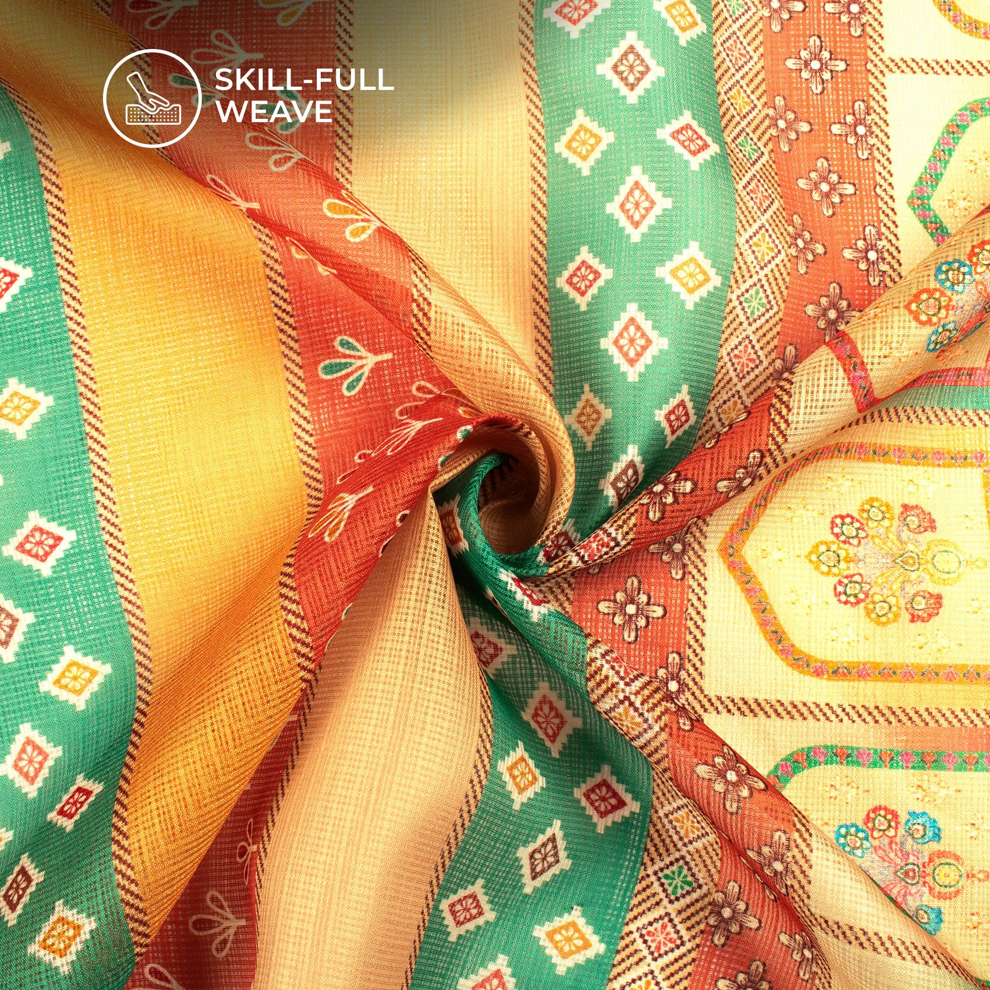 Attractive Ethnic Digital Print Kota Doria Fabric