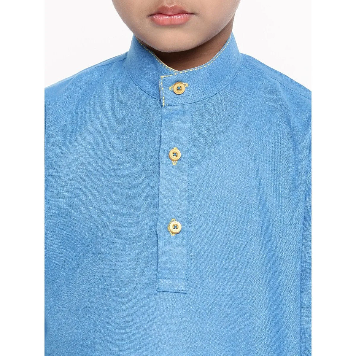 Boys Waterfall Linen Kurta Dhoti Set Blue