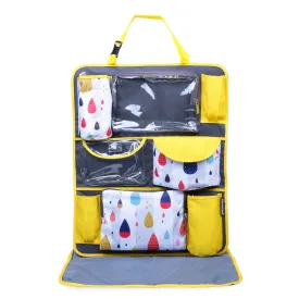 Car Seat/Travel Organizer - Raindrop Yellow