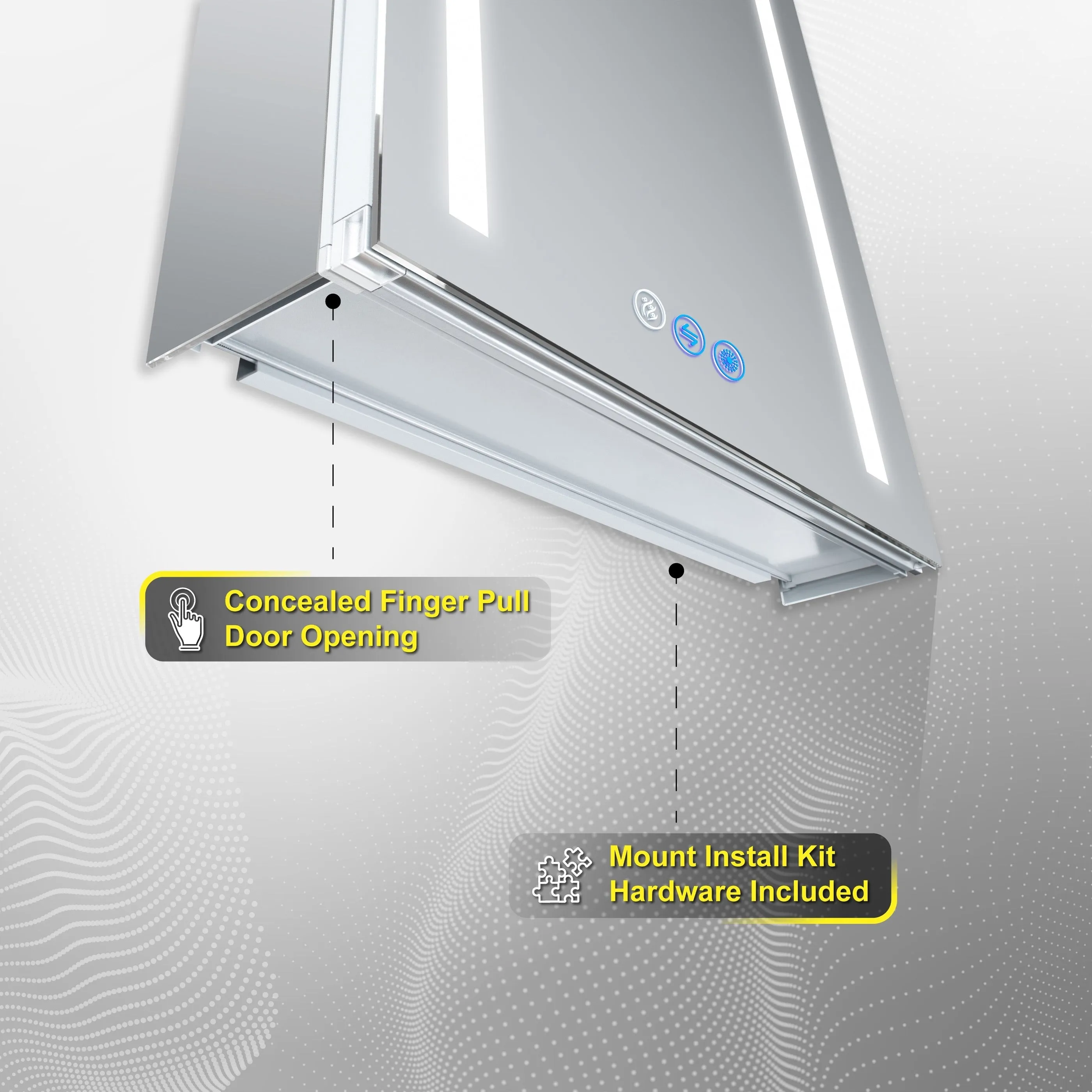 DECADOM LED Mirror Medicine Cabinet Recessed or Surface, Defogger, Dimmer, Clock, Room Temp Display, Makeup Mirror 3X, Outlets & USBs AURA 24x30R