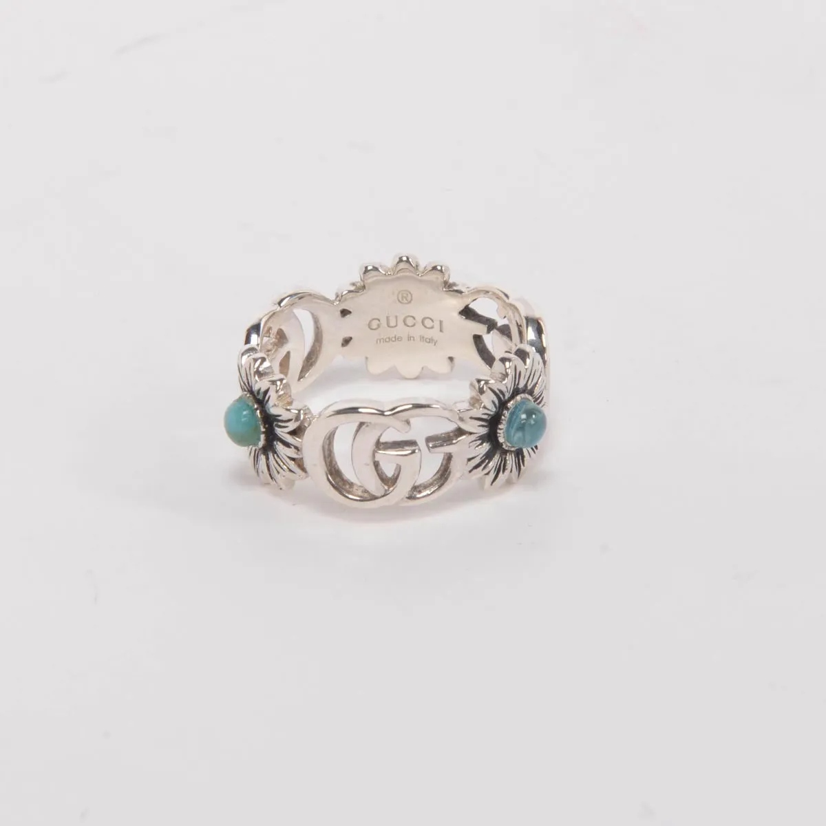 Gucci Sterling Silver MOP Double G Ring