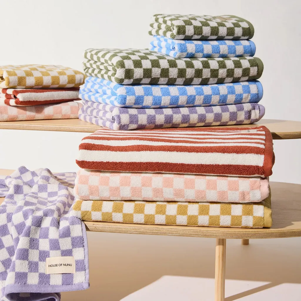 House of Nunu Bath Mat Sky Blue Checks