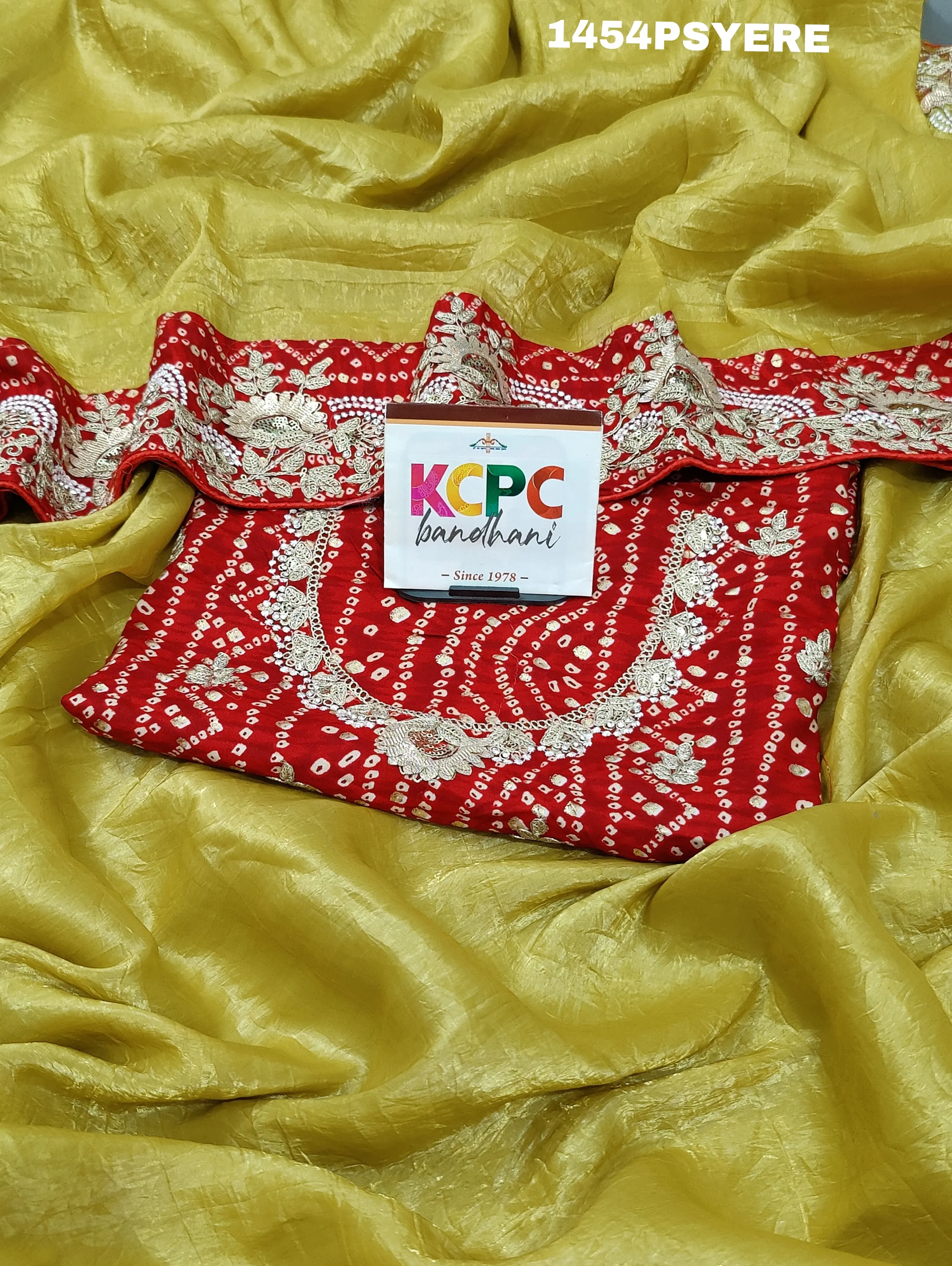 KcPc Pure Tissue silk Bandhani embroidery Work saree ,MAD
