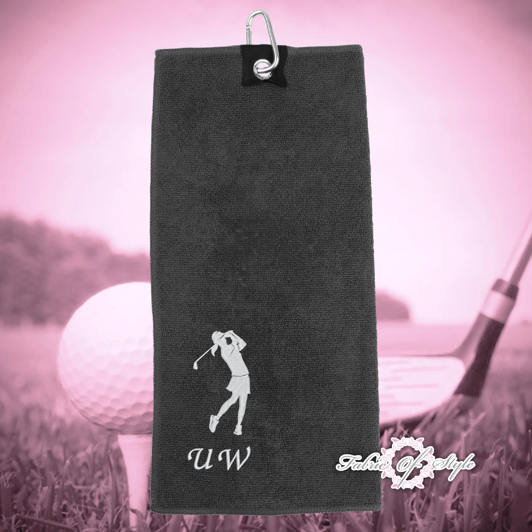 Lady Golfer Personalised Embroidered Golf Microfibre Towel