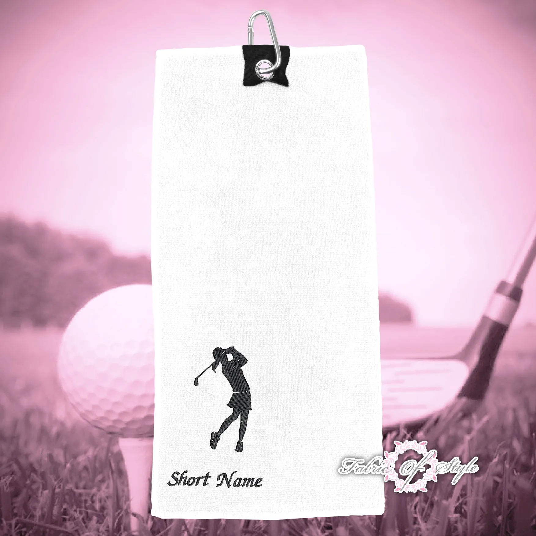 Lady Golfer Personalised Embroidered Golf Microfibre Towel