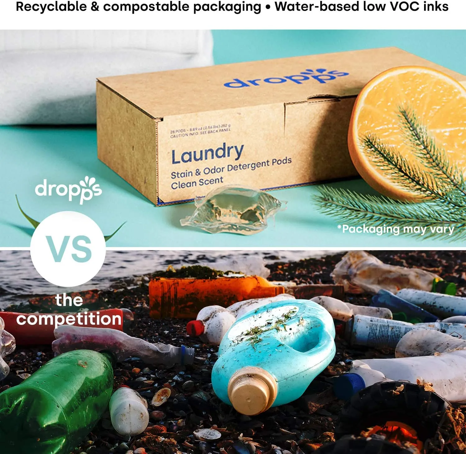 Laundry Detergent Pods, Natural Plant-Based Ingredients, Low Waste Packaging