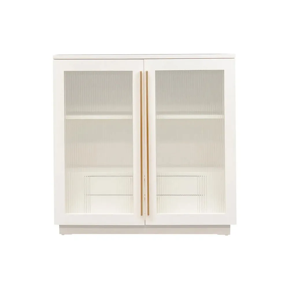 New York Oak Bar Cabinet - White