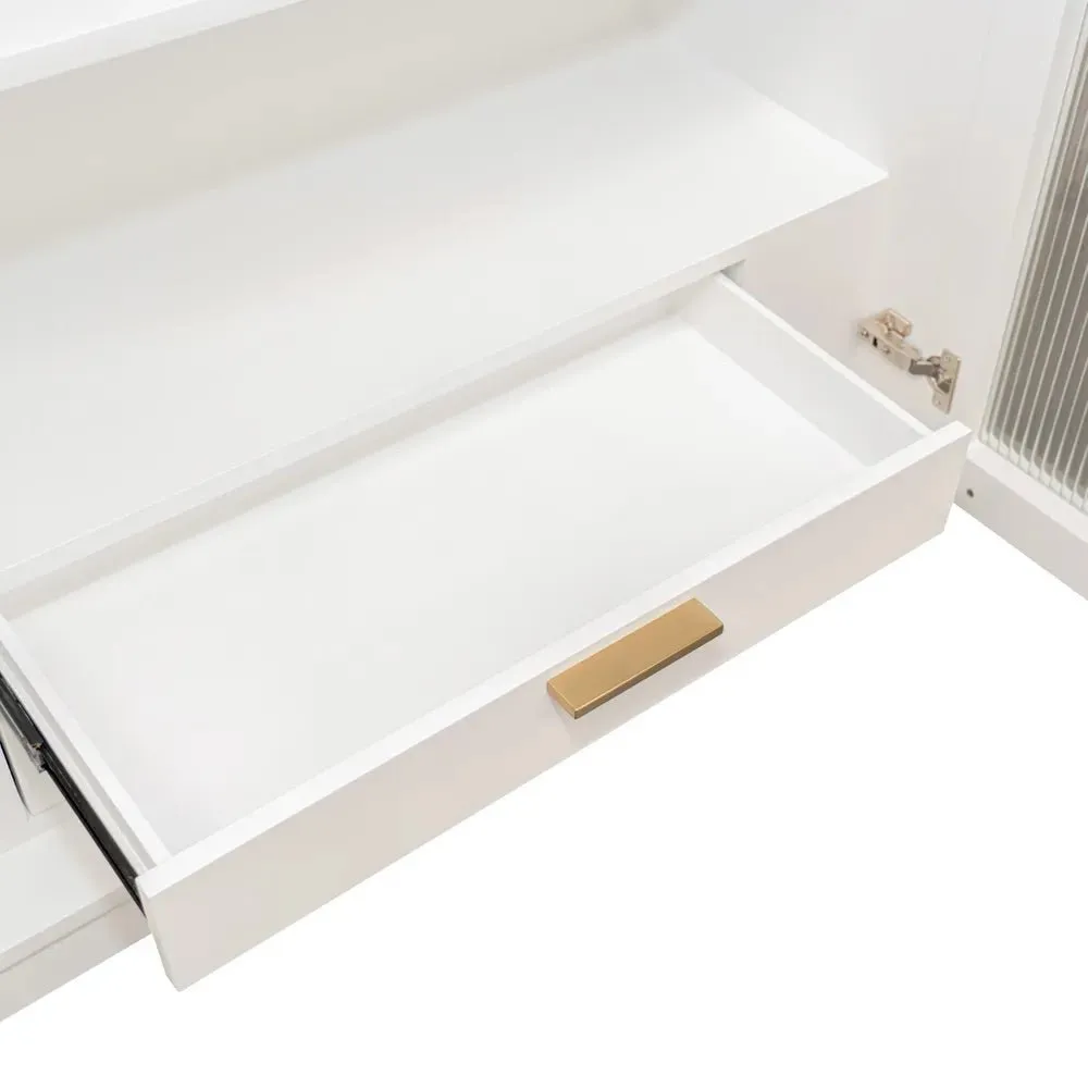 New York Oak Bar Cabinet - White
