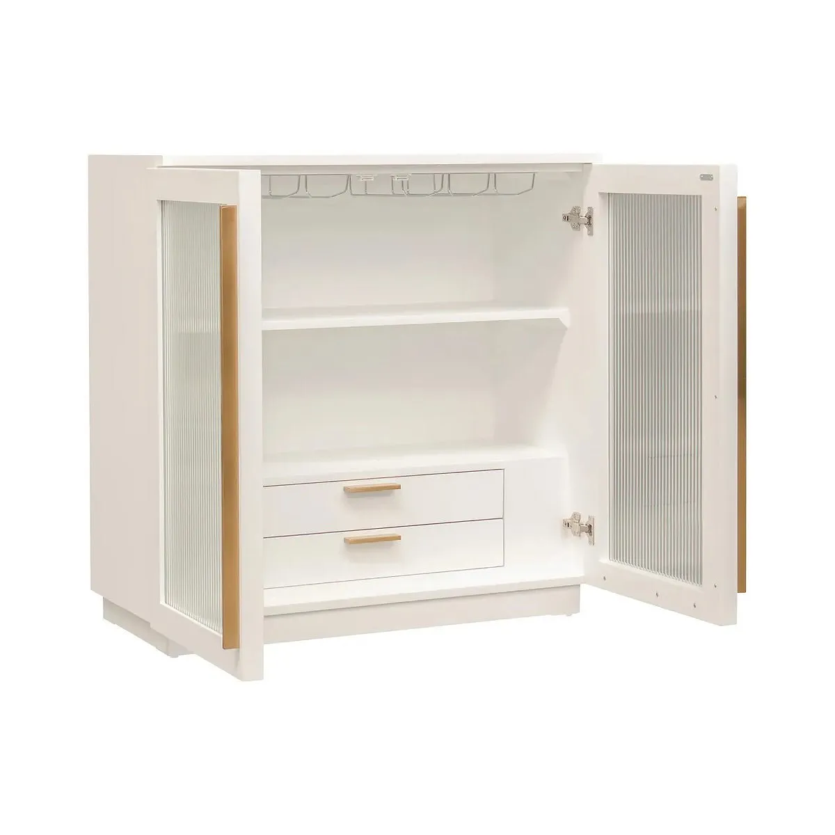 New York Oak Bar Cabinet - White