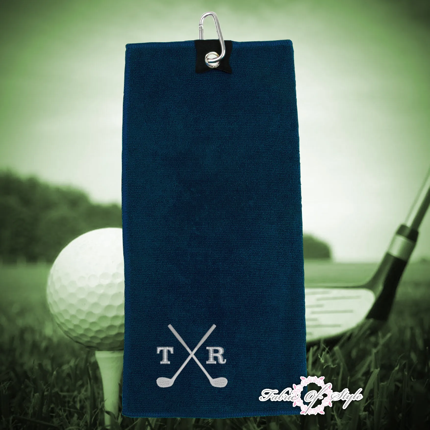 Personalised Embroidered Golf Crossed Microfibre Towel