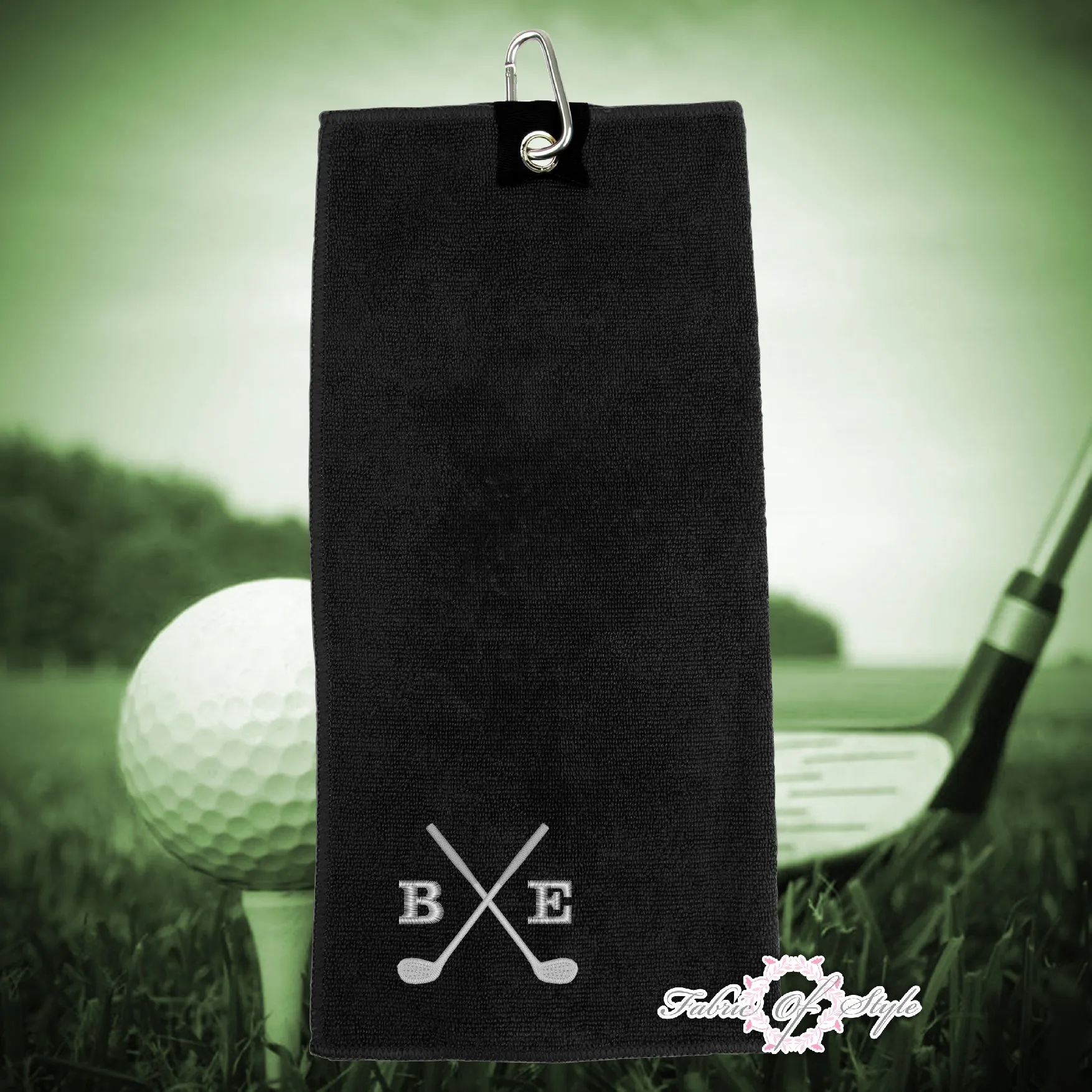 Personalised Embroidered Golf Crossed Microfibre Towel
