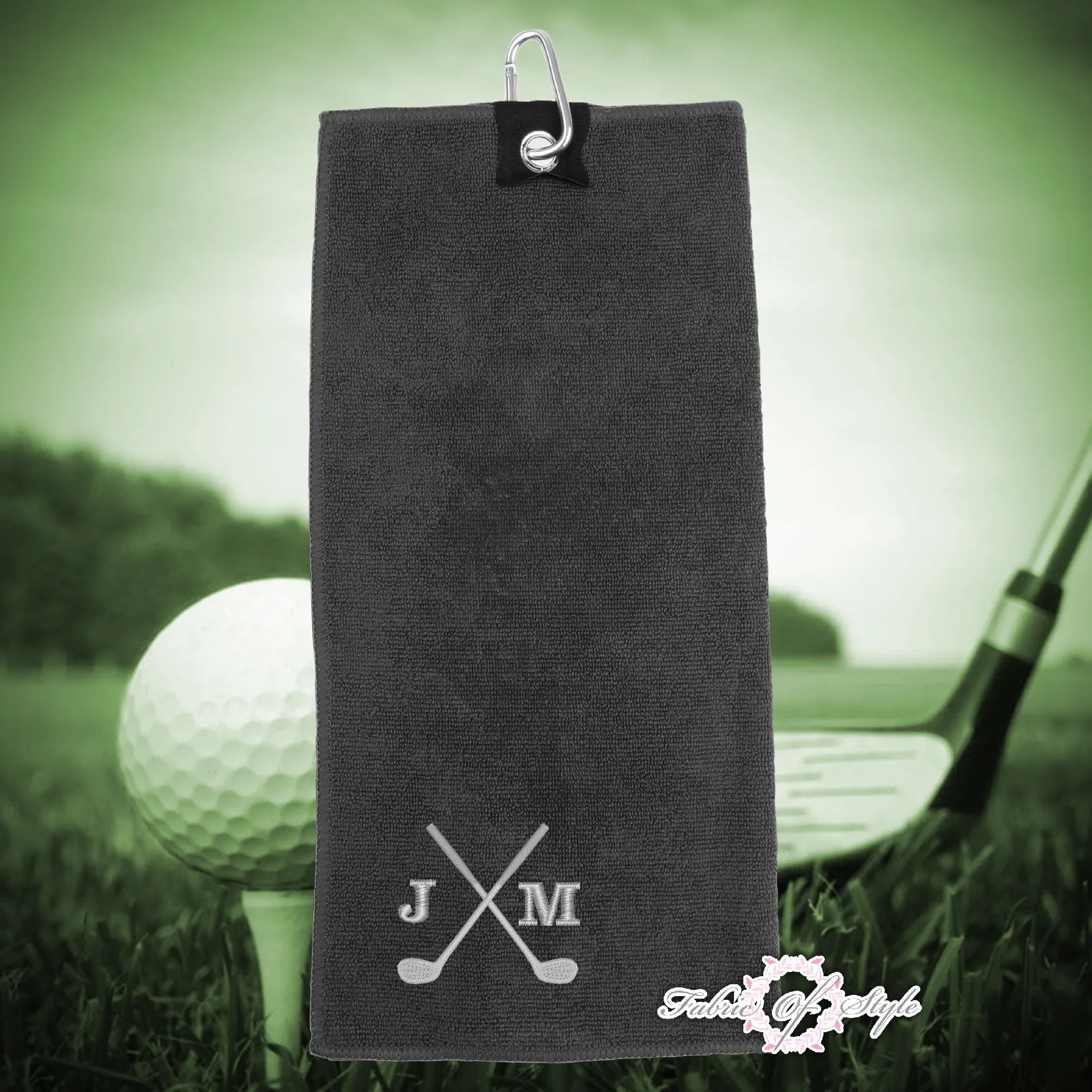 Personalised Embroidered Golf Crossed Microfibre Towel