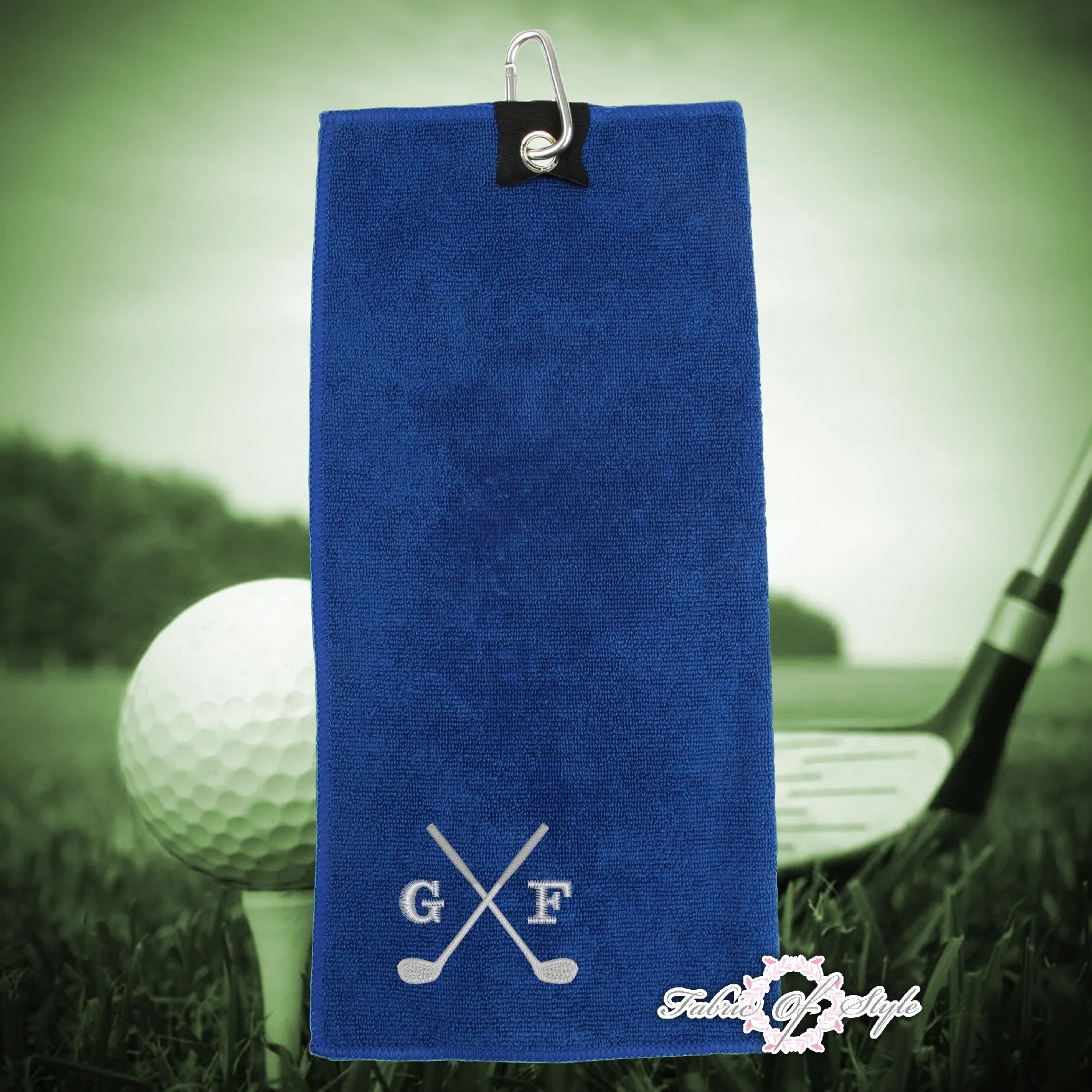Personalised Embroidered Golf Crossed Microfibre Towel